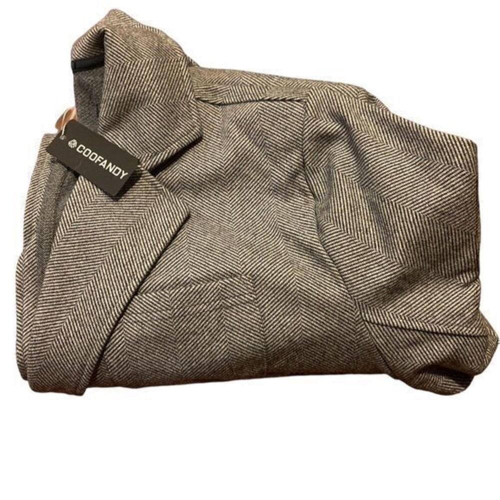 COOFANDY Men's Gray Herringbone Tweed Blazer / Polyester Machine Washable